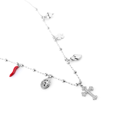 Řetězový charms náhrdelník - stříbrný