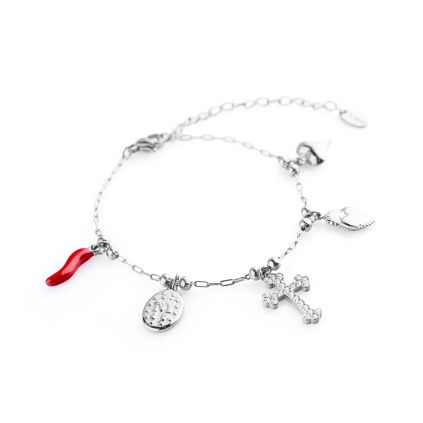 Řetězový charms náramek - stříbrný