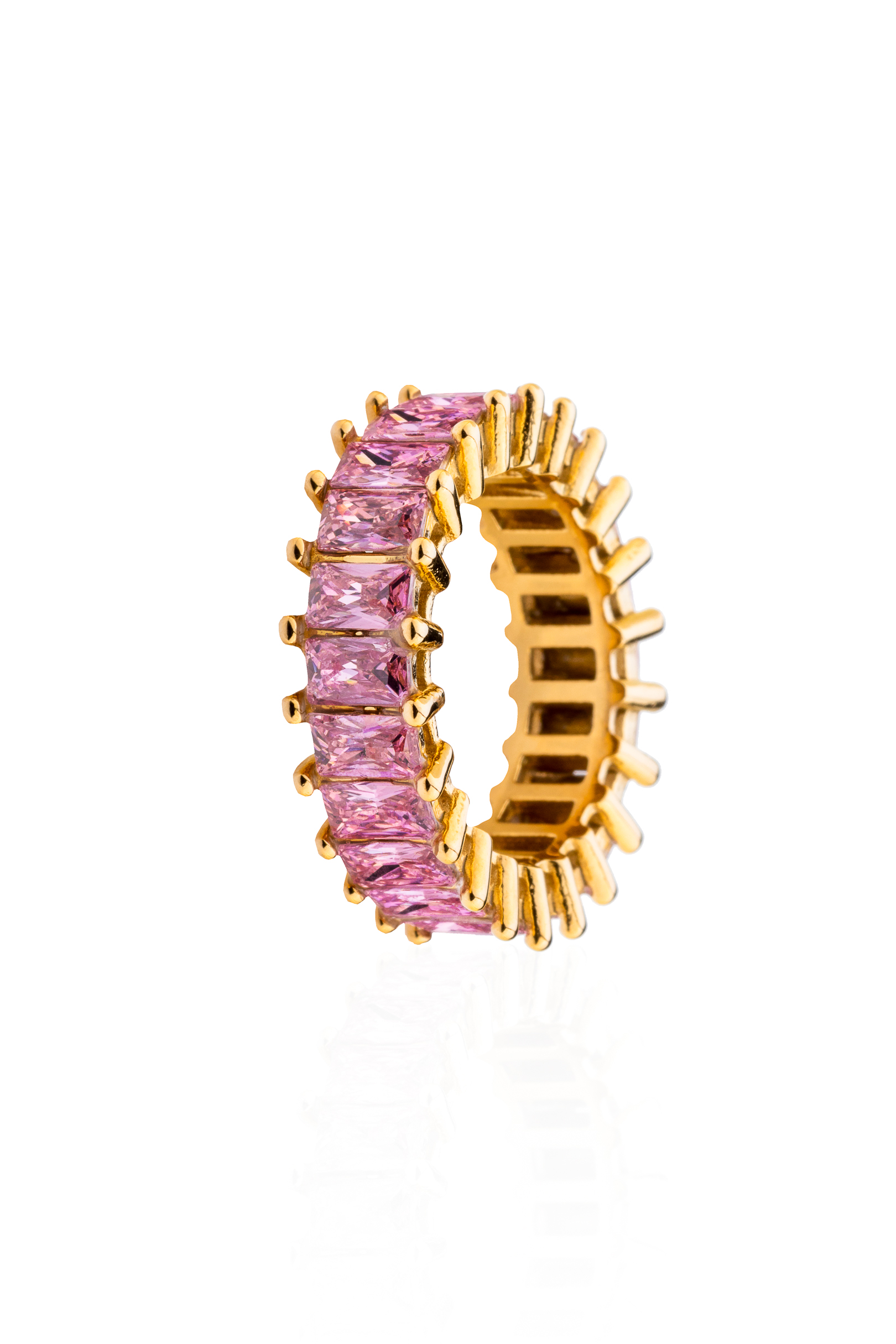 franco bene Pozlacený Crystal prsten - růžový | 1019 Velikost prstenu: 6 (52 mm)