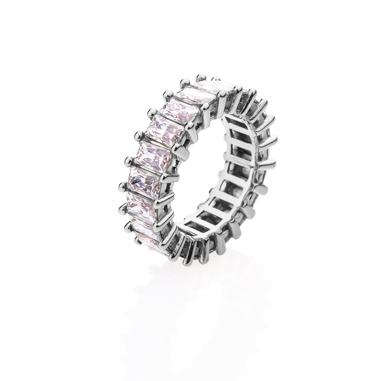 franco bene Stříbrný Crystal prsten - bílý | 1982 Velikost prstenu: 6 (52 mm)