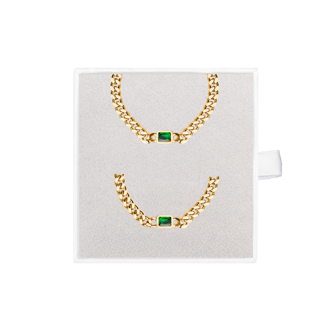 franco bene Diamond set náhrdelník a náramek - pozlacený | 2243