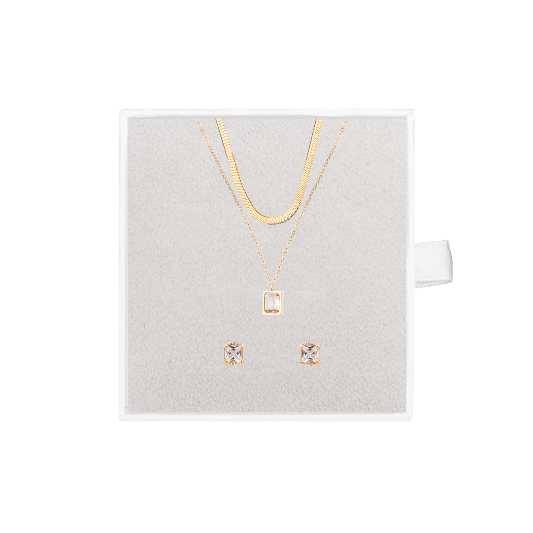 Levně franco bene Diamond set náhrdelník a náušnice - pozlacený | 2278