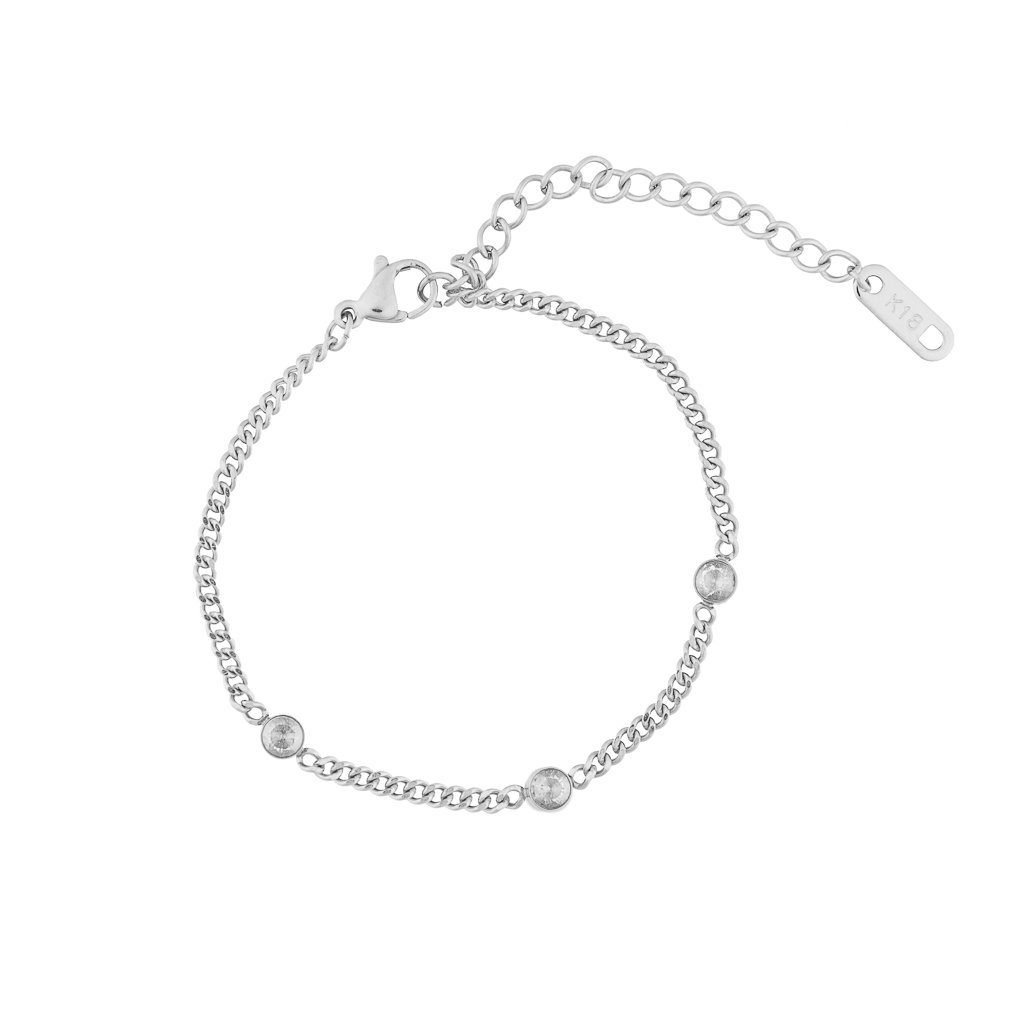 franco bene Řetězový Diamond náramek - stříbrný | 2176
