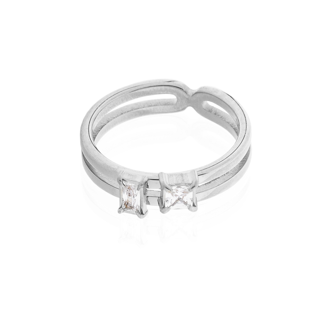 franco bene Dvojitý promise ring - stříbrný | 2170 Velikost prstenu: 6 (52 mm)
