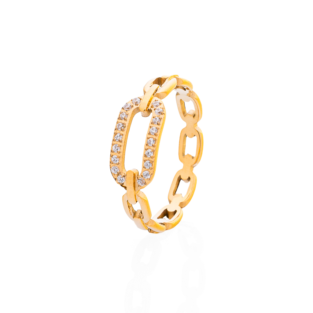 franco bene Mini chain prsten - pozlacený Velikost prstenu: 6 (52 mm)