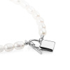 Perličkový náhrdelník s přívěskem zámku - stříbrný