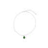 Perličkový náhrdelník s přívěskem zeleného kamene