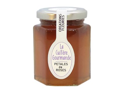 DŽEM Z OKVĚTNÍCH LÍSTKŮ RŮŽÍ 210G – CONFITURE DE PÉTALES DE ROSE 210G