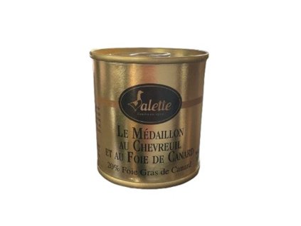 MEDAILLON S JELENEM A KACHNÍM JATREM (20 % FOIE GRAS) TUBA 100G - LE MÉDAILLON AU CHEVREUIL ET AU FOIE DE CANARD (20% DE FOIE GRAS) BOÎTE 100G