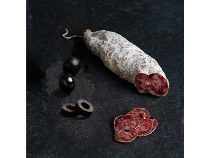 saucisson aux olives noires coupe