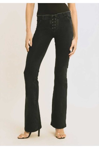 WR.UP® Fekete normál derekú trapéz farmer, elől díszes RE(MOVE) WRUP11RF2503, J7N