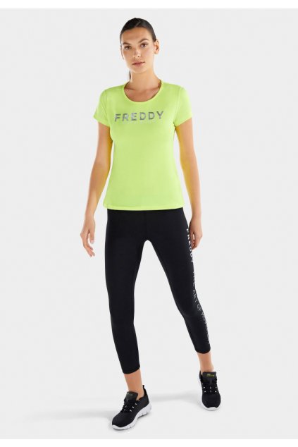 D.I.W.O.® športové tričko žlté z recyklovanej priedušnej technickej látky s potlačou, S2WSFT1, Y109 (Veľkosť M)