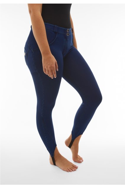 Tvarujúce džegíny WR.UP® s pravidelným pásom a strmeňmi (Farba Čierne denim - prešívanie v tóne, Veľkosť XL)