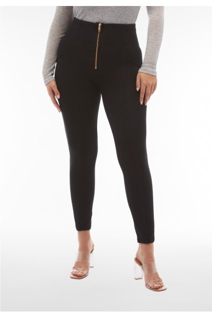 Tvarujúce džegíny WR.UP® s vysokým pásom, zipsom a stredovými švami (Farba Svetlosivá-čierne prešívanie, Veľkosť XXS)