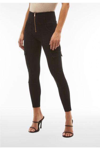 WR.UP® denim nohavice s vysokým pásom, 7/8, kapsáčové, WRUP4HS412 (Farba Čierne denim - prešívanie v tóne, Veľkosť XXL)