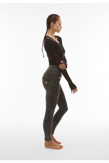 Kyslé džínsy WR.UP® s vysokým pásom z člnkovanej býčej džínsoviny (Farba Rose Wine, Veľkosť XL)