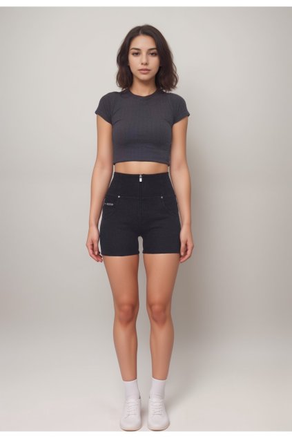 WR.UP® SNUG denim čierne kraťasy, vysoký pás RE(MOVE), WRUPSNUG9SHS234, N