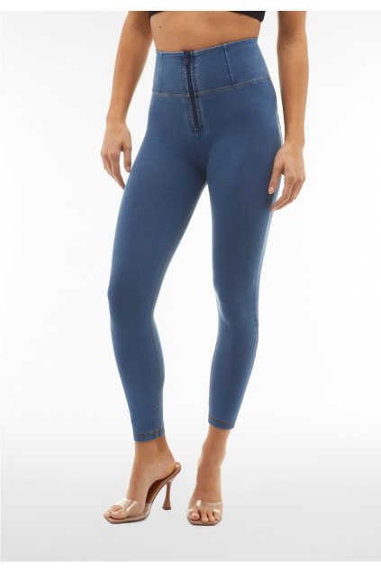 WR.UP® denim nohavice svetlo modré so žltým prešívaním, 7/8, vysoký pás RE(MOVE), WRUP4HC002ORG, J4Y