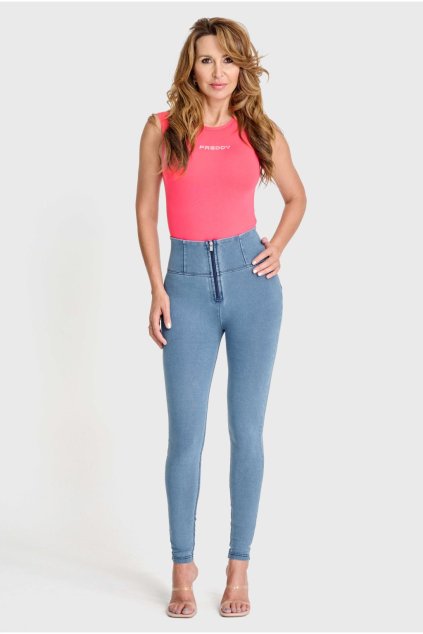 WR.UP® denim nohavice svetlo modré s modrým šitím, vysoký pás RE(MOVE) WRUP2HC002ORG, J4B