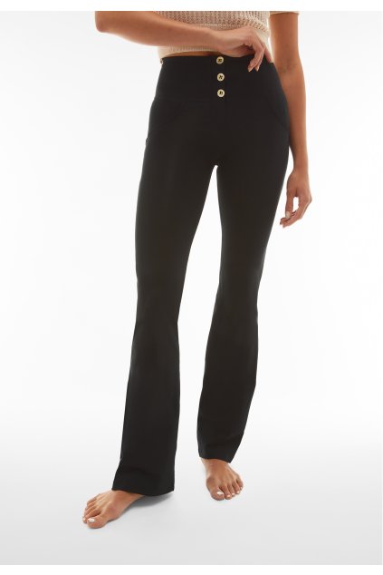 High-waist flare-leg WR.UP® shaping trousers in cotton (Farba Čierna, Veľkosť XXS)