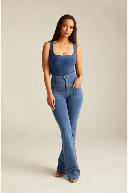 wrup denim with front pockets super high waisted flare light blue beige stitching pants wrup11hf250 j4z xxs 3 1bef7709 831e 4e5a b6ae d4bc8c9b7527