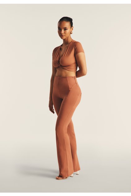 High waist WR.UP flared cotton trousers with stitching (Farba Russet, Veľkosť S)