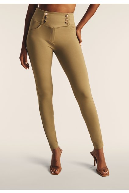 High waist WR.UP jersey trousers with decorative buttons (Farba Čierna, Veľkosť XXL)