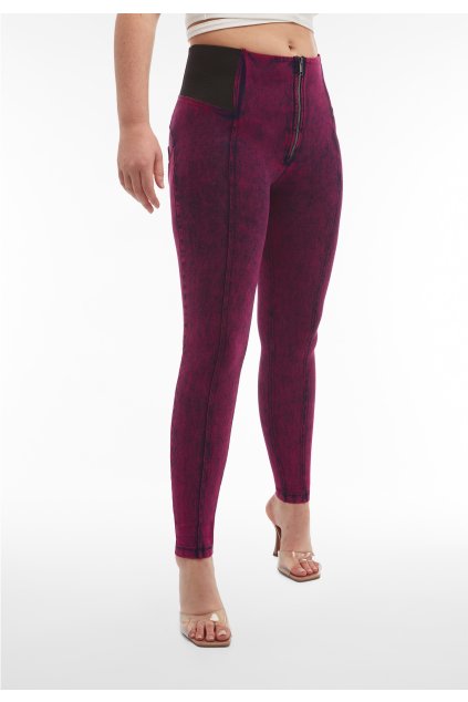 High-waist WR.UP® jeggings in acid-wash fabric (Farba Den.Washmarble Navigate-Blu S., Veľkosť L)
