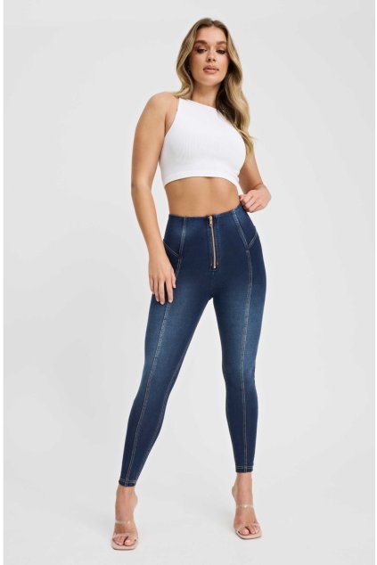 WR.UP® denim 7/8 nohavice so stredovým prešívaním a vysokým pásom, WRUP4HF408