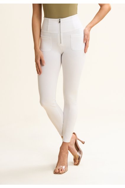 High waist WR.UP 7/8 length trousers with patch pockets (Farba Biela, Veľkosť L)