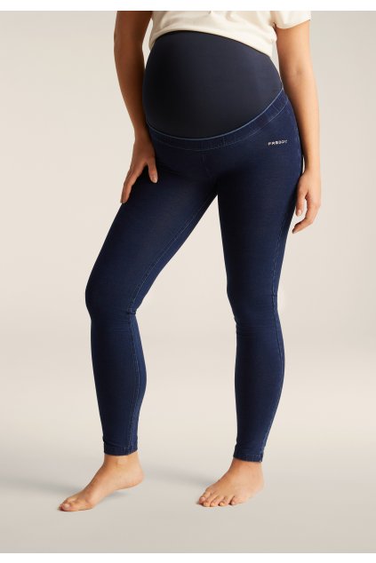 WR.UP CORE jersey denim maternity jeggings (Farba Tmavé denim - prešívanie v tóne, Veľkosť S)