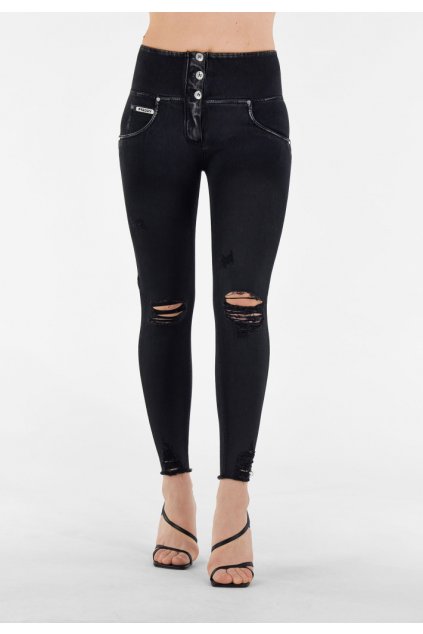 WR.UP® SNUG nohavice denim čierne šúchané, vysoký pás, RE(MOVE) WRUPSNUG2HS268, J7N (Veľkosť L)