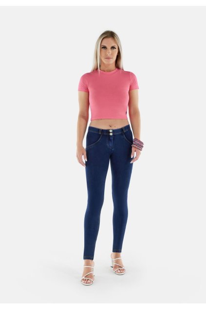 WR.UP® denim nohavice tmavo modré so žltým šitím, regular pás RE(MOVE) WRUP1RC002ORG, J0Y