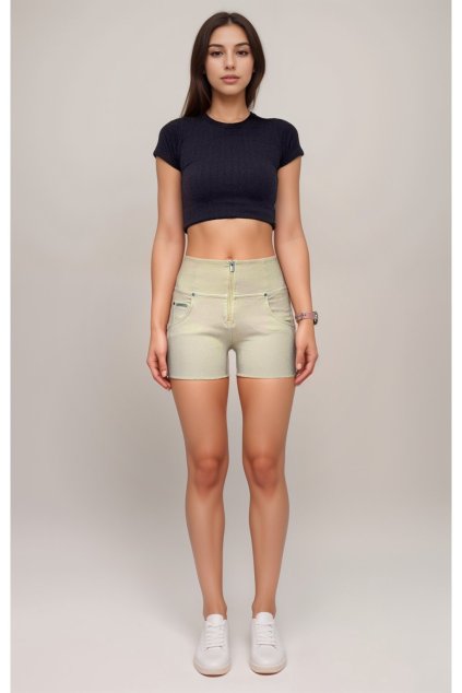 WR.UP® SNUG denim kraťasy béžové, vysoký pás RE(MOVE), WRUPSNUG9HS251, W103