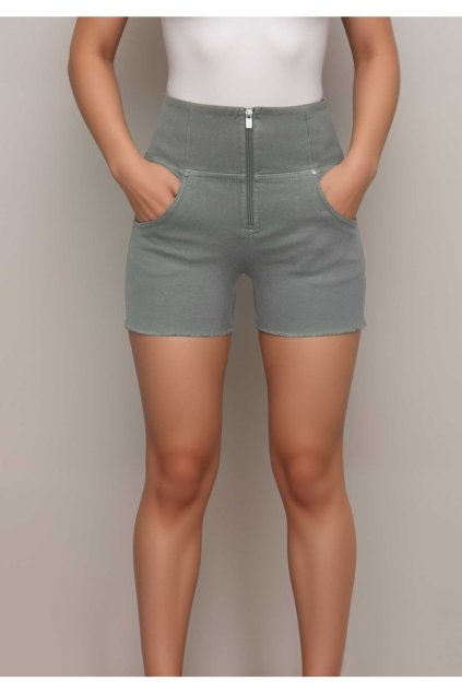 WR.UP® SNUG denim kraťasy zelené, vysoký pás RE(MOVE), WRUPSNUG9HS251, V135