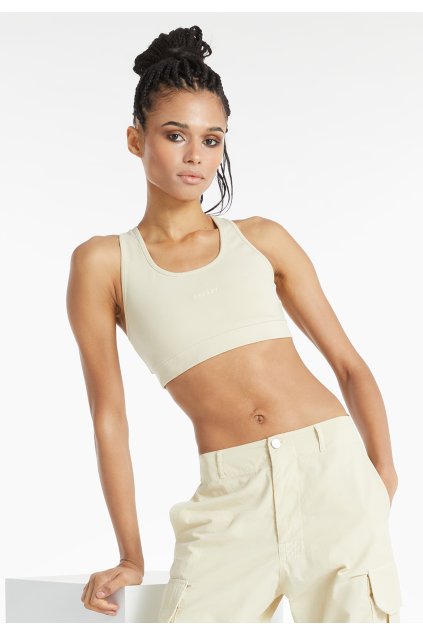 Strečový top s vyšívaným logom (Farba Zemitá hnedá, Veľkosť L)