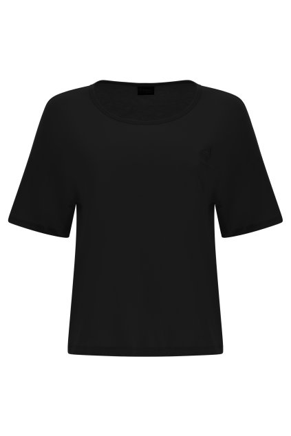 Ľahké tričko z džerseja s nášivkou plameniaka v tóne (Farba Čierna, Veľkosť L)