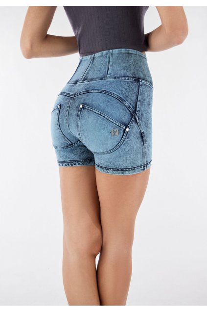 WR.UP® SNUG denim modré šúchané kraťasy, vysoký pás RE(MOVE), WRUPSNUG9HS236, J86B (Veľkosť S)