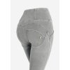 Tvarujúce džegíny WR.UP® s vysokým pásom, zipsom a stredovými švami (Farba Svetlosivá-čierne prešívanie, Veľkosť XXS)