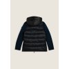 Women's medium-length down jacket with glossy and matt inserts (Farba Dark Sapphire, Veľkosť L)