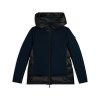 Women's medium-length down jacket with glossy and matt inserts (Farba Dark Sapphire, Veľkosť L)