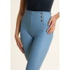 High waist WR.UP faux leather trousers with decorative buttons (Farba Faded Denim, Veľkosť S)
