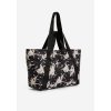 Dvojfarebná taška s potlačou listov a rukoväťami s logom, OXS4WCPB1 (Farba Čiernobiely celoplošný kvet, Veľkosť One Size)
