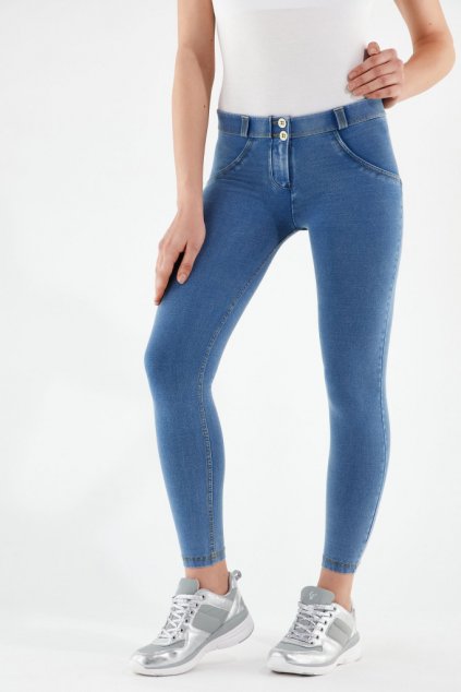 WR.UP® 7/8 Blugi albastru deschis cu cusături galbene super skinny RE(MOVE) WRUP4RC002ORG, J4Y
