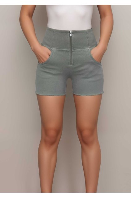 WR.UP® SNUG Pantaloni scurți verde din denim cu talie înaltă RE(MOVE), WRUPSNUG9HS251, V135