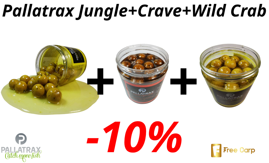 Výhodný nákup Pallatrax boilies Jungle +Crave+Wild crab