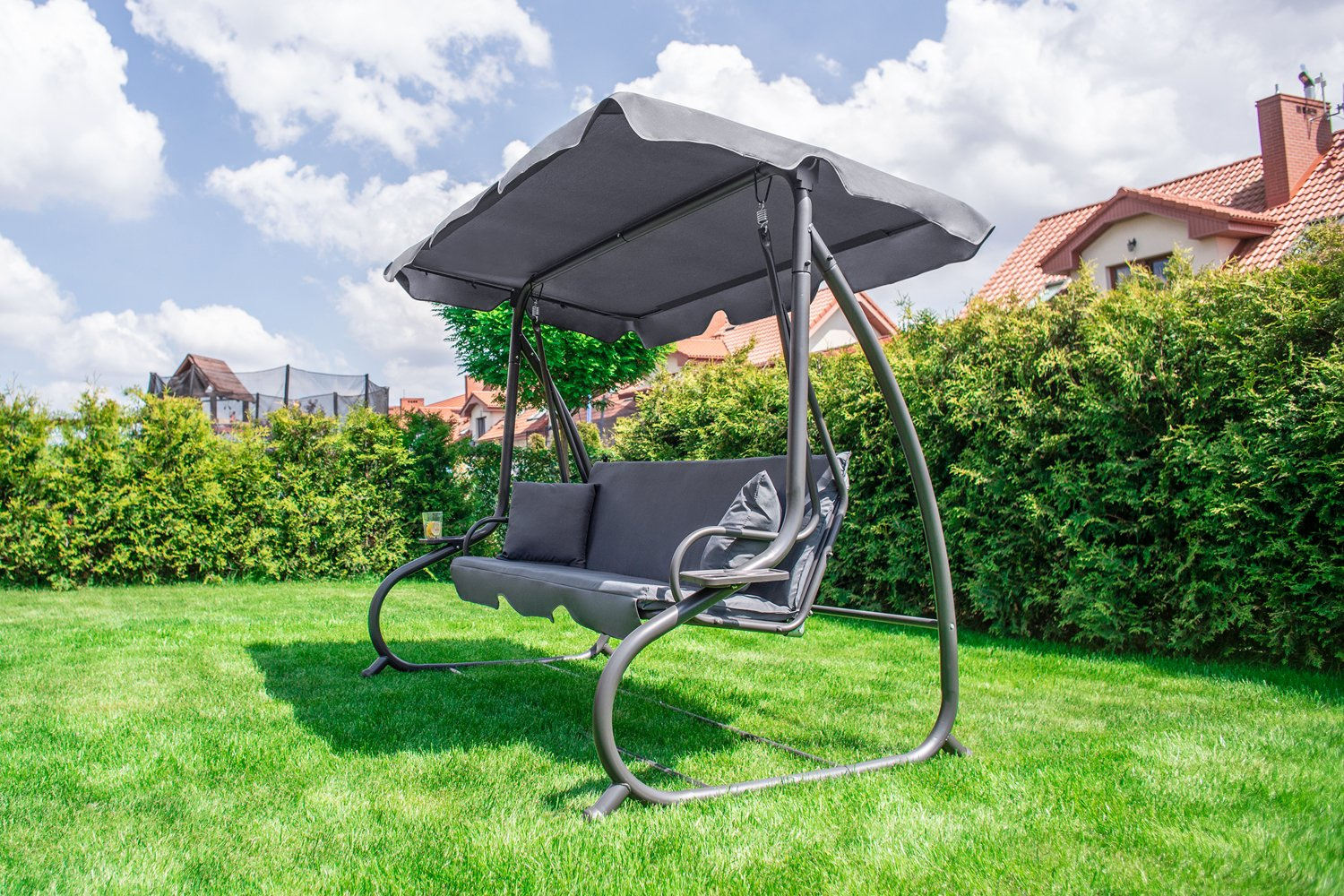 zahradna-hojdacka-gardenexcelent-siva-230cm-rozkladana-s-drziakom-napojov-nova