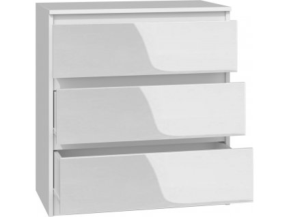 komoda malvis 3 sufliky 70cm biela leskla nova