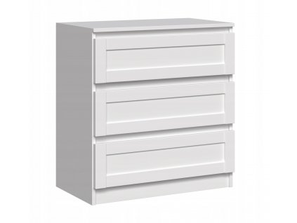 komoda malvis ramova 3 sufliky 70x75x40cm biela matna white