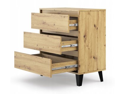 komoda cand na nozickach 3 sufliky 70x78x39cm dub artisan new